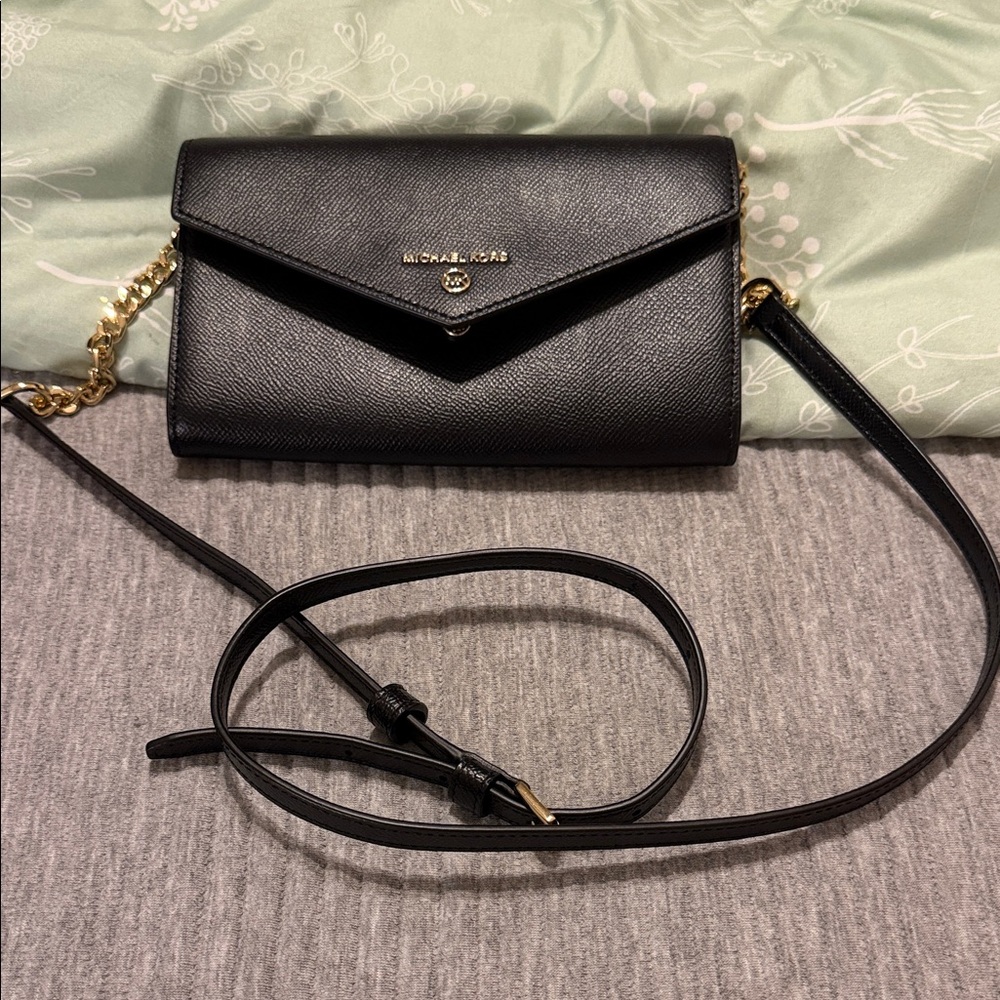 Michael Kors Black Crossbody Bag with Gold Chain
